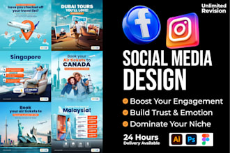design instagram post, facebook ads design, and social media