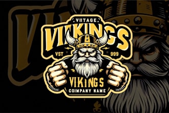 l design a fierce viking mascot logo for your brand or team