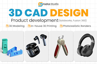 do 3d cad design and 3d product design in solidworks