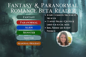 beta read your fantasy or paranormal romance novel