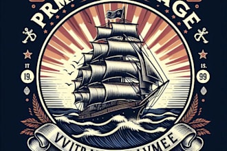 design premium vintage ship and nautical logo t shirt design