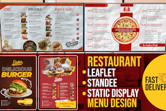 redesign restaurant or cafe menu for print and display static