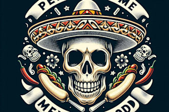 design premium skull mexican food logo t shirt design