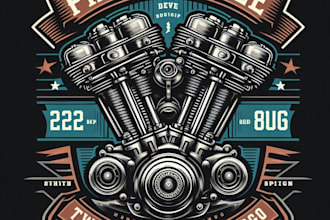 design premium motorcycle twin engine logo t shirt design