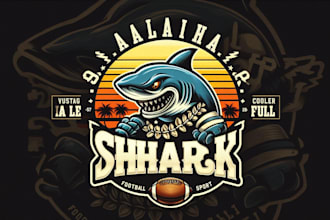 design high quality custom shark football mascot logo with my fastest delivery