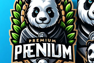 design premium panda mascot logo t shirt design