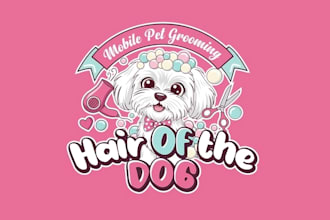 design pet, dog, cat, animal and veterinary clinic logo