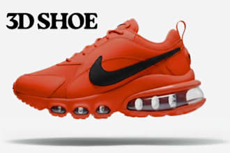 model 3d sneaker, render footwear design, 3d silicon mold product animation imuv