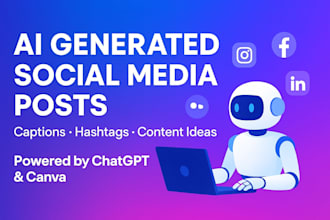 ai generated social media posts with captions and hashtags