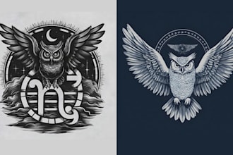 create retro eagle bird owl logo
