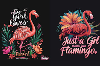 make colorful t shirt summer flamingo ostrich logo