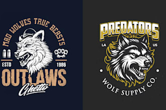 design high quality vintage werewolf and wolf head logo