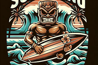 design high quality tike surfing mascot logo with t shirt design