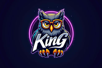 design realistic king owl bird mascot logo with unlimited revision