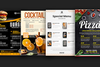 design menu for coffee, bubble tea shop, cafe, restaurant