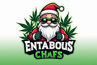 design outstanding santa funky weed mascot logo  within 1 day