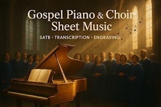 transcribe and engrave gospel choir piano satb bass instrumental sheet music