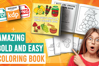 design bold and easy colouring book page for kids, amazon KDP