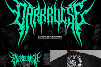 design a chaotic unreadable black metal font logo for your band or merch