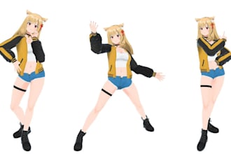 design vroid studio 3d avatars,custom anime catgirl with rig,vroid vtuber furry