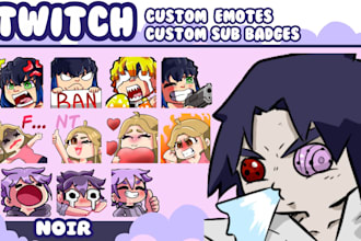 create custom anime emotes for twitch,subbadges, or stickers