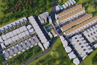 sketchup model from google maps,render city development plan, factory design,cad