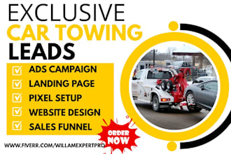 generate car towing leads roadside assistance tow truck auto transport website