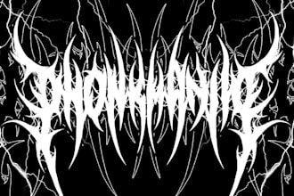 design an illegible brutal metal logo