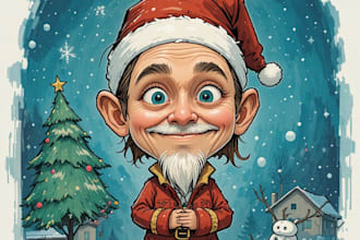 draw christmas cartoon caricature