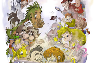 create illustrations for children adventure and puzzle books