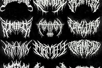 design a dark brutal deathcore metal logo