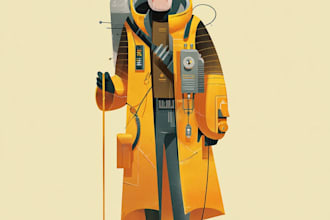 create a professional scifi character illustration