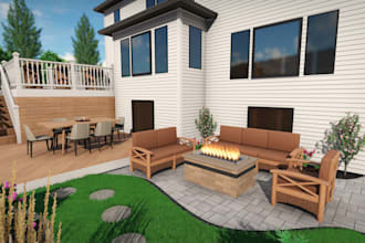 your dream patio, firepit, pergola, outdoor kitchen,  hot tub area