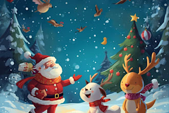 draw christmas illustrations and cards for you