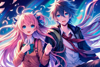 draw anime couple in anime my style
