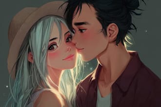 draw a anime couple, fanart, original character, and nfsw