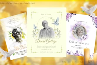 design a professional funeral program, memorial or invitation card