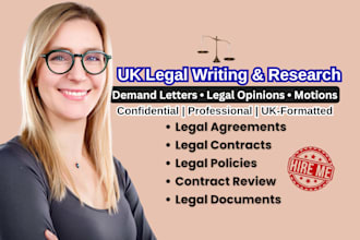 be your UK solicitor for demand letter, legal opinion, legal motions