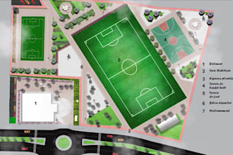 draft and render master plan, site plan and elevations