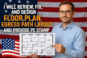 design floor plan, egress path layout and provide pe stamp