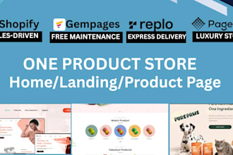 create one product shopify dropshipping website, store