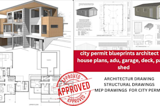 architect for house plans, city permit blueprints adu, garage, deck, patio, shed