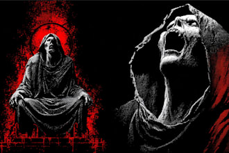 draw dark art, illustration, horror, skull, t shirt metal