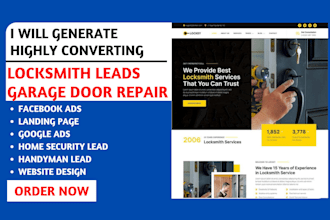 generate locksmith garage doors home repair leads home security website
