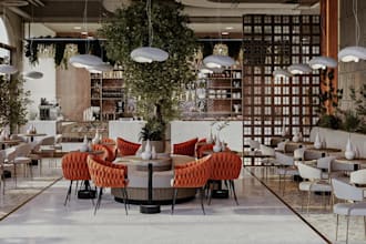 redesign 3d restaurant interior,cgi coffee shop design,cafe lounge render,d5 bar