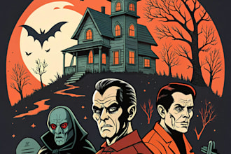 amazing retro horror cartoon illustration for tshirt design