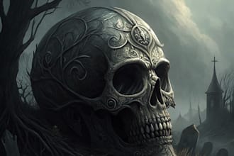create dark art, horror or skull artworks illustration