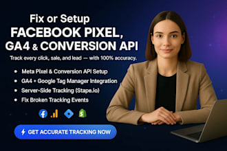 setup, fix meta pixel, ga4, setup facebook, instagram for social media marketing