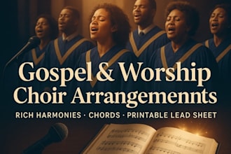 arrange gospel and worship choir music with chords, harmonies, and lead sheet