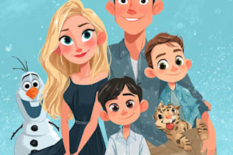 draw lovely disney cartoon couple portrait